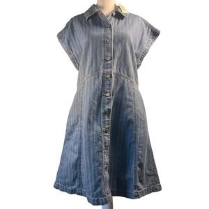 Universal Thread Denim Dress Button Front Casual Sleeveless Blue Size S‎
